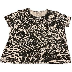 Rebecca Malone Women’s XL Black and White Print Short Sleeve T-Shirt